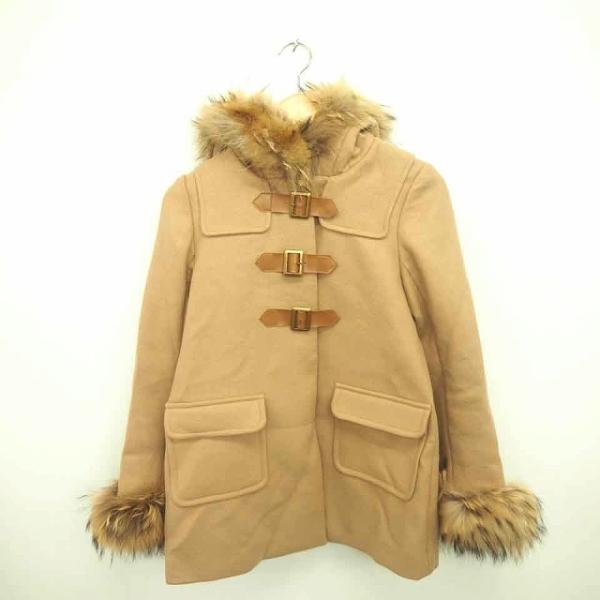 ダズリン dazzlin コート アウター ラクーンファー ミドル フード ウール 厚手 S 茶 ベ...