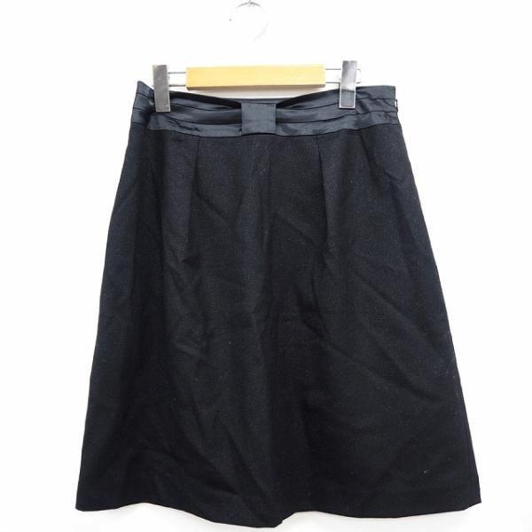 ノーリーズ Nolley's スカート 台形 ひざ丈 ラメ ウール 40 ブラック 黒 /MT51 ...