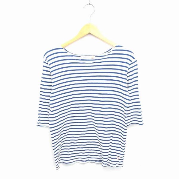 メローピープル mellow people カットソー Tシャツ ボートネック ボーダー 薄手 七分...