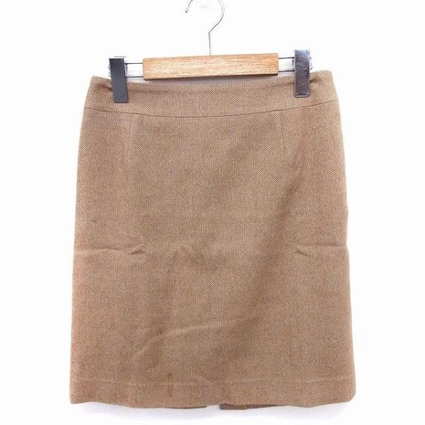 ビッキー VICKY タイト ミニ スカート ウール スリット カシミヤ混 1 ライトブラウン /F...