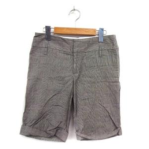 マカフィー MACPHEE トゥモローランド ハーフ ショート パンツ 麻混 綿混 グランチェック 柄 34 グレー 灰 /HT3 レディース