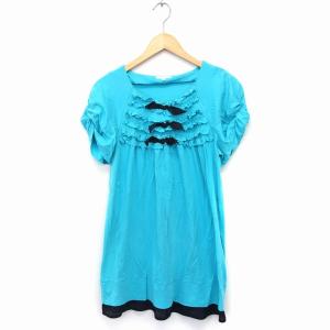 TO BE CHIC ジャカード カットソーチュニック　ネイビー　リボン　40 TO BE CHIC ジャカード カットソーチュニック ネイビー リボン 40