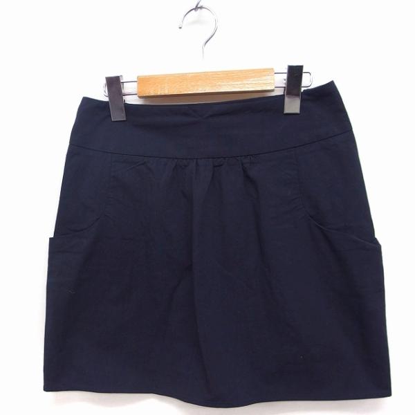 ジョセフ JOSEPH 台形 ミニ スカート 無地 ナイロン 34 ネイビー 紺 /FT40 レディ...
