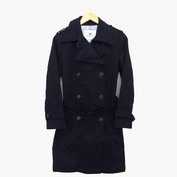 ビバユー VIVA YOU トレンチ コート ミドル丈 ストライプ 柄 ベルト スリット 袖ベルト ...