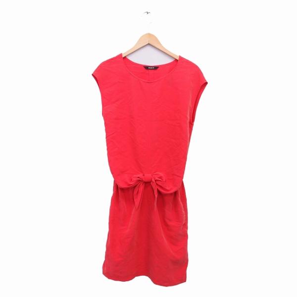 フォンセ FONCE ワンピース ロング ノースリーブ リボン シンプル オレンジ /KT35 レデ...