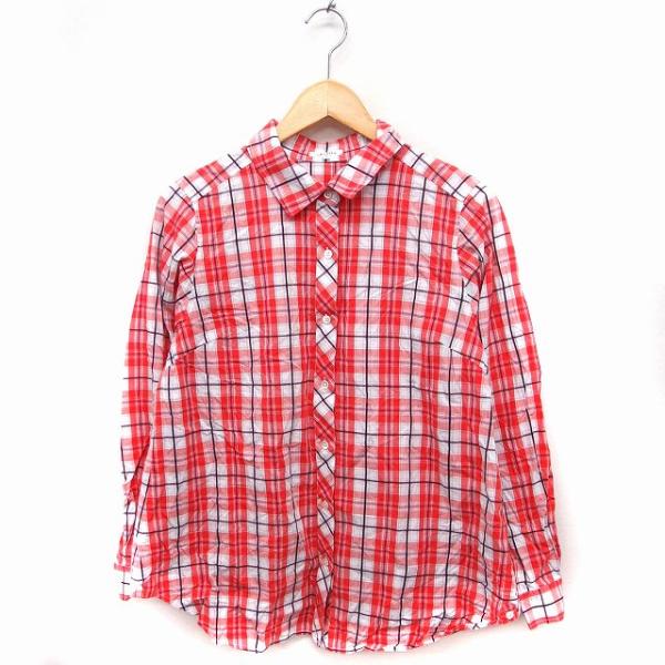 エンスウィート レナウン ensuite チェック柄 シャツ ブラウス 長袖 綿 5 オレンジ /F...