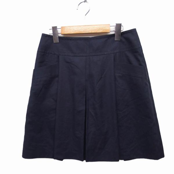 アンタイトル UNTITLED タック 台形スカート ミニ 無地 シンプル 2 ネイビー 紺 /FT...