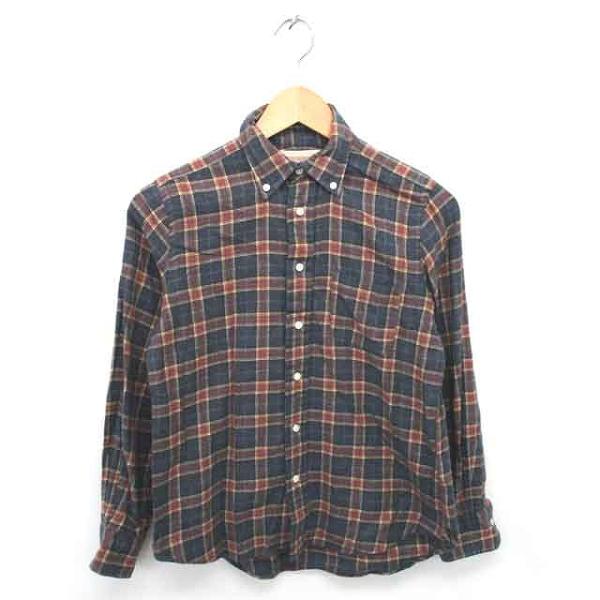 スティアンコル SOUTIENCOL シャツ ブラウス ボタンダウン チェック 長袖 0 ネイビー ...