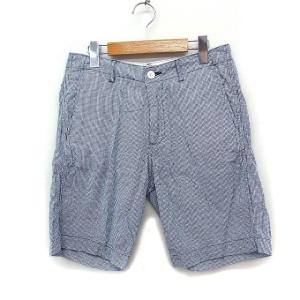 ファブリケ アン プラネ テール FABRIQUE en planete terre ギンガムチェック ショートパンツ ハーフパンツ 綿 38 青 /FT15 レディース