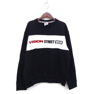 ヴィジョン ストリート ウェア VISION STREET WEAR トレーナー スウェット リブ ロゴ コットン 綿 長袖 L 黒 ブラック /NT3 メンズ