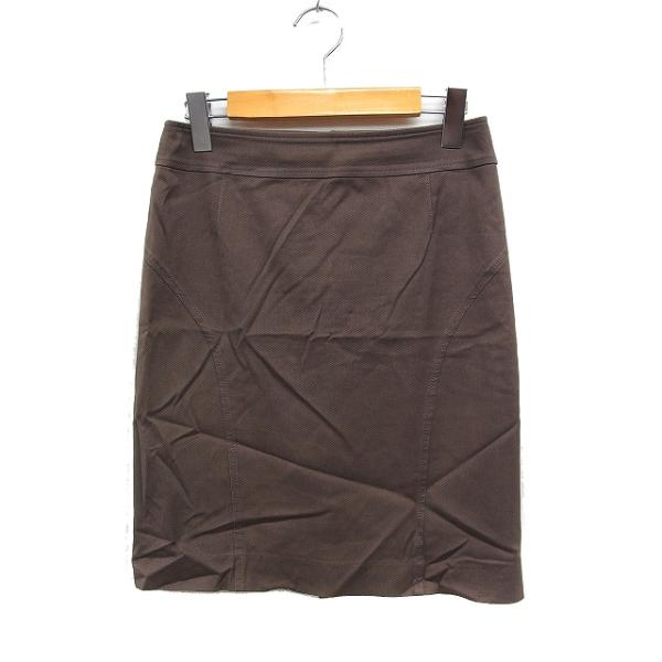 アイシービー iCB タイトスカート ミニ スリット 無地 コットン 綿 9 ブラウン 茶 /FT1...