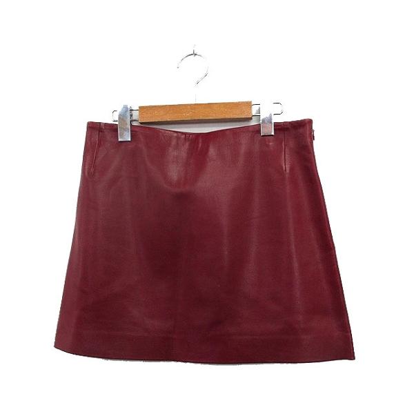 ポートレイト portrait フェイクレザー スカート 台形 ミニ シンプル レッド 赤  /KT...