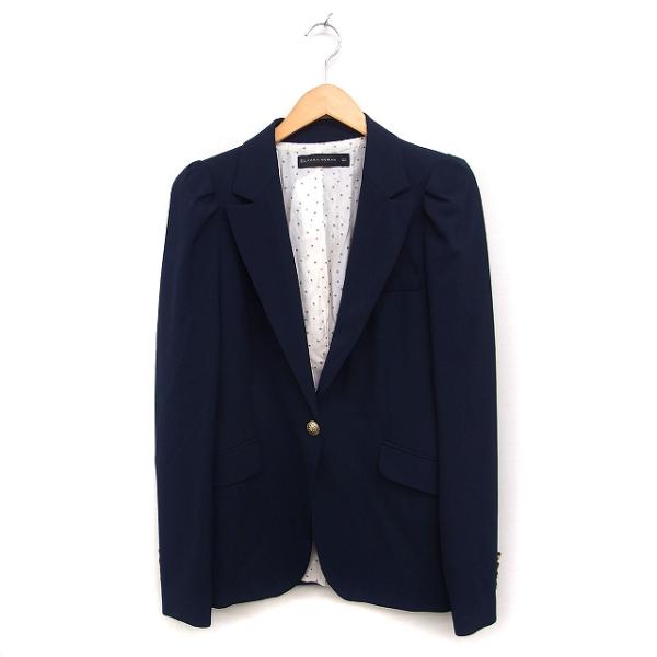 ザラウーマン ZARA WOMAN テーラードジャケット 1ボタン 無地 L ネイビー 紺 /FT4...