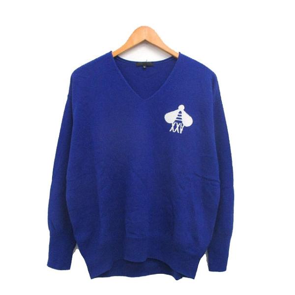 アイシービー iCB 25周年記念 ニット セーター Vネック 長袖 伊藤心デザイン L ブルー 青...