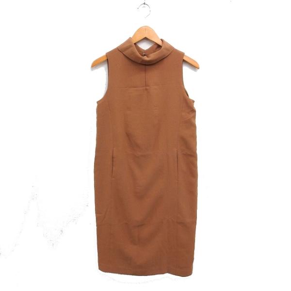 アメリ AMERI タイト ワンピース ノースリーブ ロング バックカット スリット 無地 キャメル...