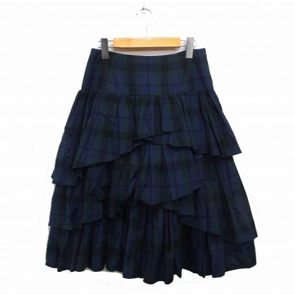 ロイスクレヨン Lois CRAYON タータンチェック ティアード スカート ミディ丈 コットン ...