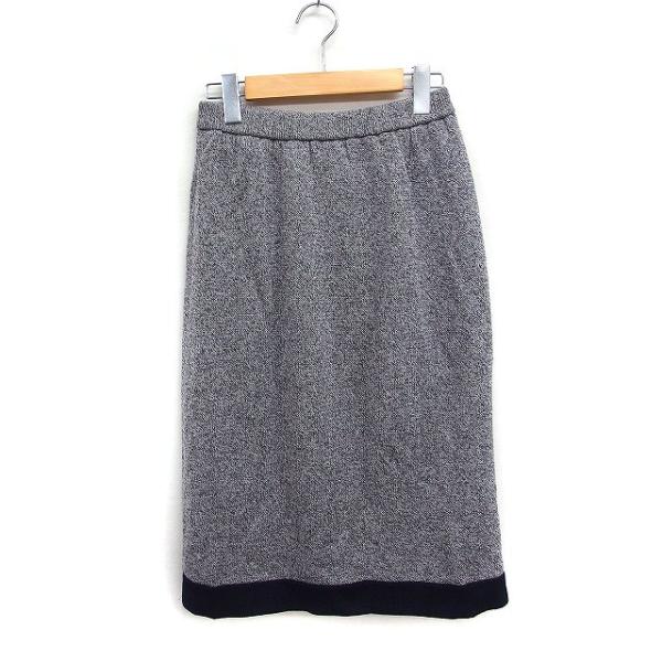 レリアン Leilian ニット タイトスカート ミディ丈 配色 メランジ 11 グレー 灰 ブラッ...