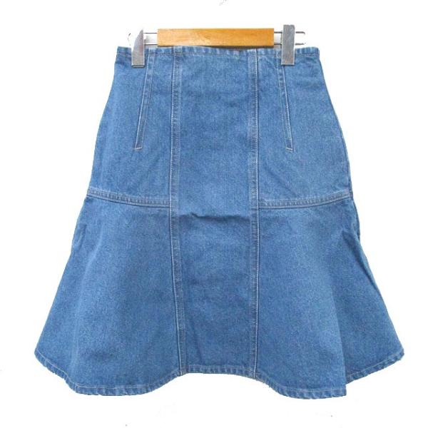 未使用品 デイシー deicy タグ付き デニム フレア スカート ミニ シンプル 0 ブルー 青 ...