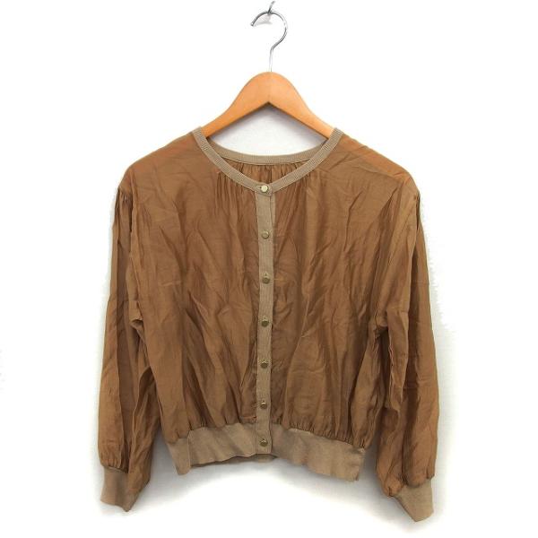 ノーリーズ Nolley's シアーカーディガン リブ クロップド ボートネック ワイド 長袖 38...