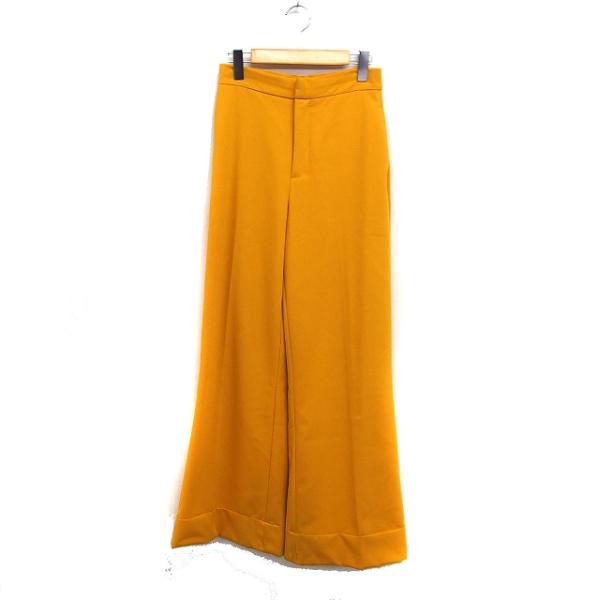 ザラ ベーシック ZARA BASIC ハイウエスト ワイド パンツ センタープレス 無地 XS イ...