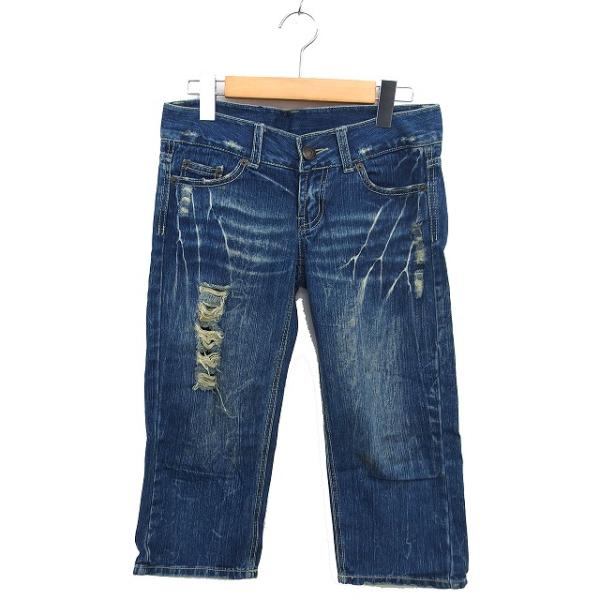 AWESOME DENIM PARADISE クロップド デニム ジーンズ ダメージ加工 ローライズ...