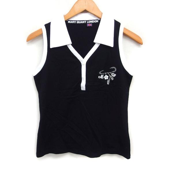 マリークワント MARY QUANT LONDON ポロシャツ ノースリーブ 配色 ワンポイントプリ...