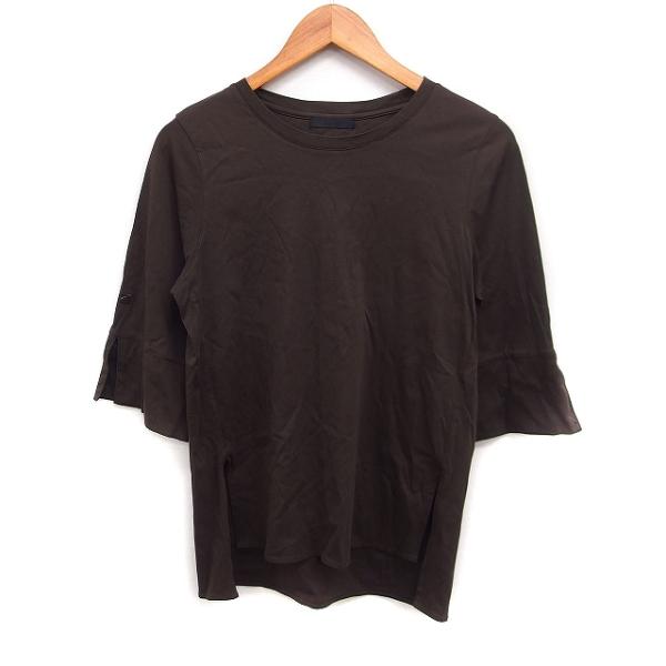 アイシービー iCB クルーネック カットソー Tシャツ 丸首 6分袖 無地 コットン 綿 S ブラ...