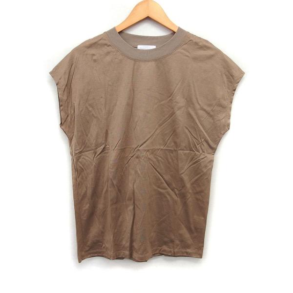 サロン SALON フレンチスリーブ Tシャツ カットソー 丸首 無地 コットン 綿 F ベージュ ...