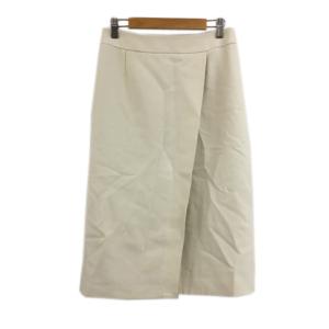 デミルクス ビームス Demi-Luxe BEAMS スカート タイト 台形 ラップ風 膝丈 無地 36 白 ベージュ ホワイト レディース