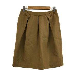 ノーリーズ Nolley's スカート 台形 ミニ ウール タック 無地 38 ベージュ 茶 ブラウン レディース