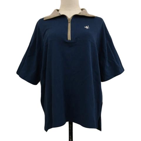 ジャバ Java カットソー プルオーバー ハーフジップ 刺繍 ロゴ 五分袖 L 紺 グレー ネイビ...