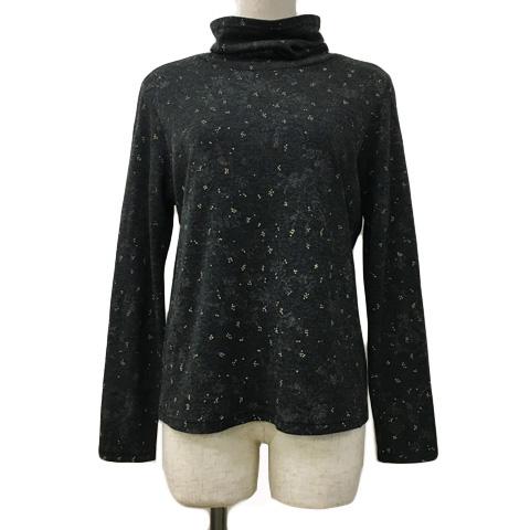 ビービーエヌワイ B.B.N.Y カットソー プルオーバー ハイネック 総柄 プリント ラメ 長袖 ...