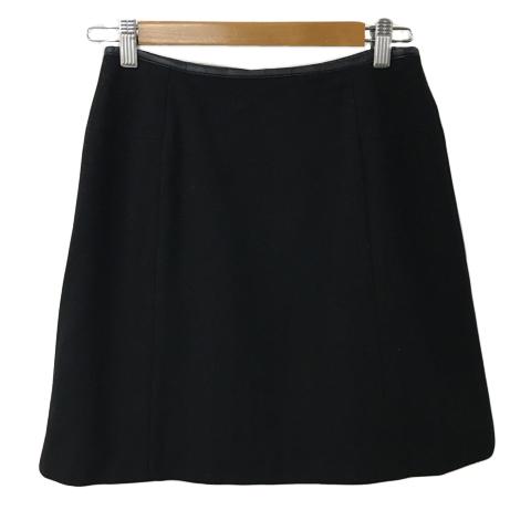 ドゥドゥ DOUDOU スカート 台形 ミニ 無地 ウール 36 黒 ブラック レディース