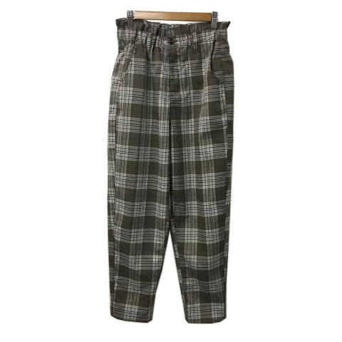 アズノウアズ as know as plus パンツ テーパード ロング チェック ハイウエスト ウ...