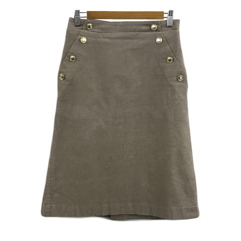 テチチ Te chichi スカート 台形 膝丈 コーデュロイ 無地 M ベージュ レディース