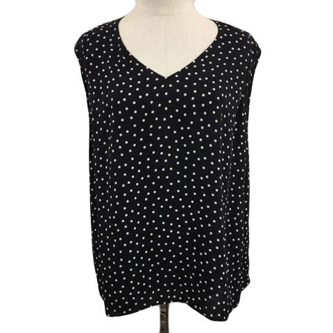 スピック&amp;スパン カットソー ブラウス プルオーバー Vネック タック ドット 総柄 フレンチスリー...