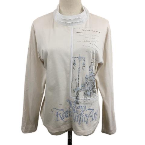 チャージ CHARGE カットソー Tシャツ プルオーバー ハイネック 切替 フリル プリント 長袖...