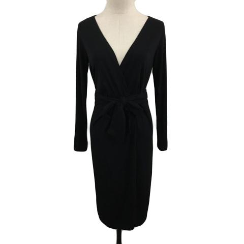 セラファン SERAPHIN ワンピース Iライン ミニ カシュクール ウエストリボン 無地 長袖 ...