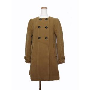 【中古】未使用品 イルヴェントアンドラセータ ノーカラー コート ロング丈 M グリーン 総柄 スナップボタン 裏地 未使用品 イルヴェントアンドラセータ IL VENTO & LA SETA ノーカラー