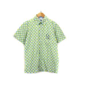 バジエ VAGIIE シャツ ボーダー サークル 刺繍 半袖 46 青 ブルー 緑 グリーン メンズ