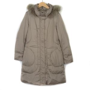 ダックス DAKS ツイード ダウンコート フォックスファー付き 40 グレー