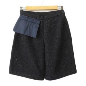 23区 オンワード樫山 SPORT ゴルフ ハーフパンツ キュロット ネップ ウール 70 紺 ネイ...