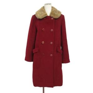 グローブ grove コート ロング フェイクファー L 赤 レディース