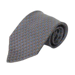 エルメス HERMES ネクタイ 総柄 シルク フランス製 グレー メンズ