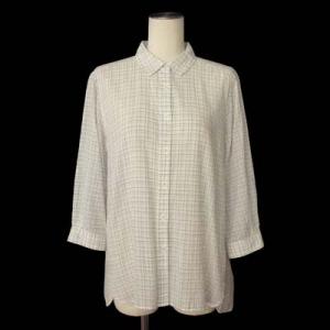 ゴールデンベア GOLDEN BEAR シャツ チェック シアー ロング丈七分袖  M 白