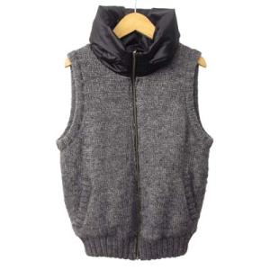 自由区 オンワード樫山 ダウンベスト ニット切替 リバーシブル 40 グレー レディース