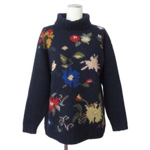 ポールスチュアート PAUL STUART 90s ニット セーター タートルネック 花柄 ウール ...