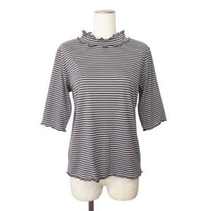未使用品 サマンサモスモス SM2 blue リブハイネックTシャツ メロウ ボーダー L グレー ...