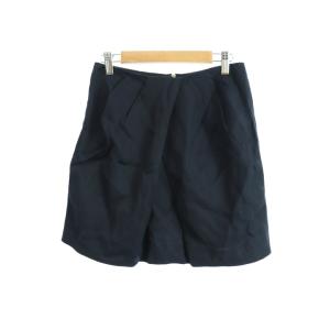 アダムエロペ Adam et Rope' スカート ミニ ギャザー タック 総柄 リネン混 麻混 36 紺 ネイビー /M2N28 レディース