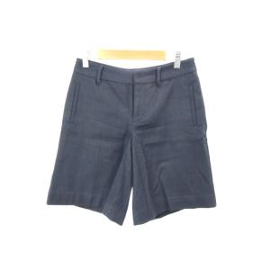 ルーニィ LOUNIE パンツ ハーフ ショート ジップフライ ウール カシミヤ混 36 紺 ネイビー /Y2I6 レディース